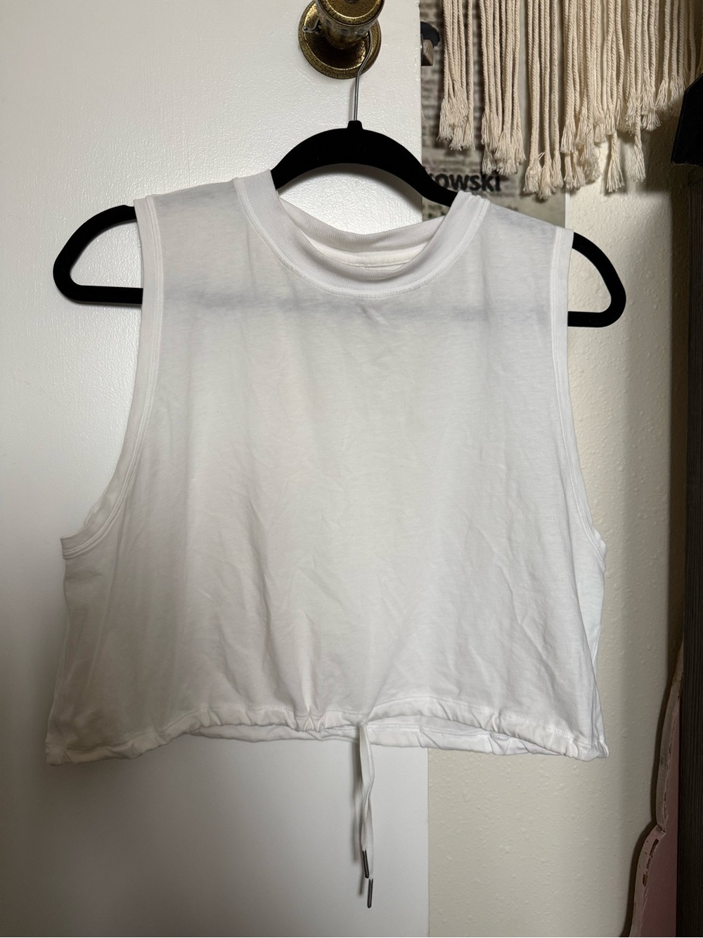 lululemon athletica White Cropped Drawcord Muscle Tank Top
